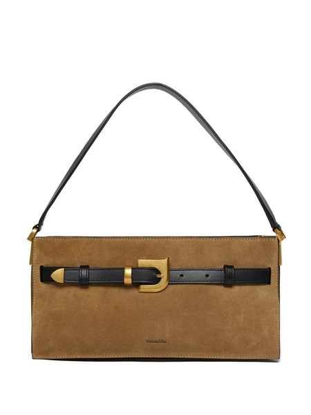  Nanushka Mini Harmonica Buckle-detail Leather Shoulder - Neutrals 