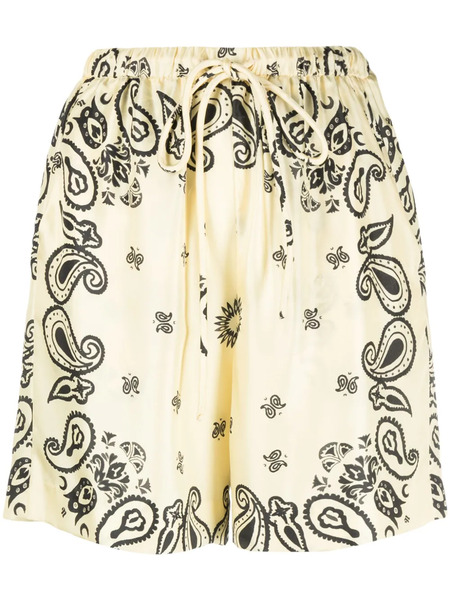  Nanushka Paisley-print Silk Shorts - Yellow 
