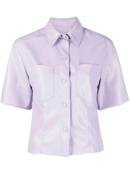  Nanushka Sabine Coated Short-sleeve Shirt - Purple 