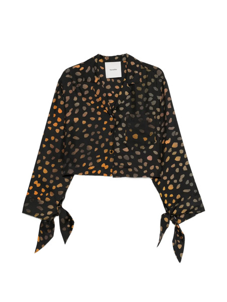  Nanushka Tie-cuff Cropped Shirt - Black 