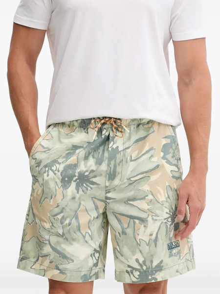  Napapijri Drawstring Floral Shorts - Green 