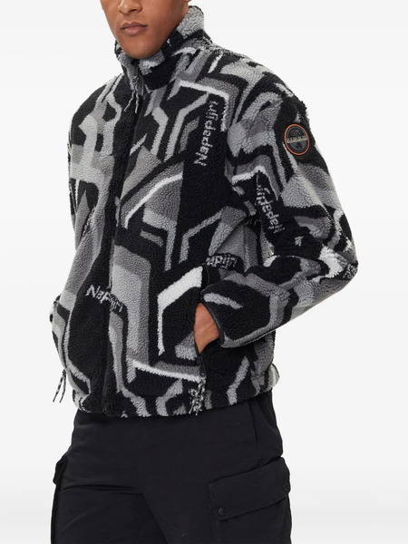  Napapijri Geometric-pattern Fleece Jacket - Grey 