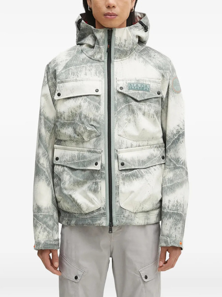  Napapijri Hooded Multi-pocket Jacket - White 