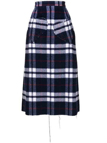 Natasha Zinko Checked Wool Midi Skirt - Blue 