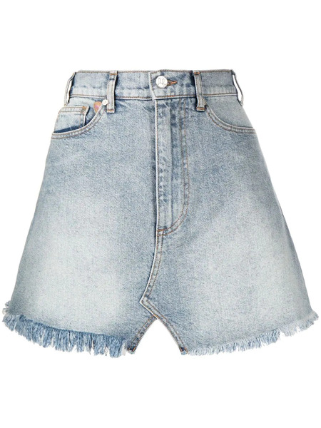  Natasha Zinko Frayed-hem Denim Mini Skirt - Blue 