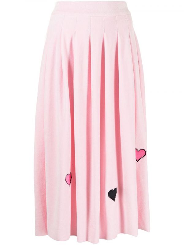  Natasha Zinko Heart Pleated Skirt - Pink 