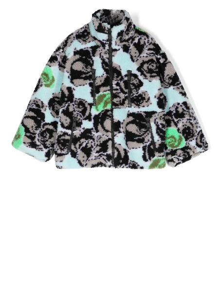  Natasha Zinko Kids Pixel Roses Fleece Jacket - Blue 