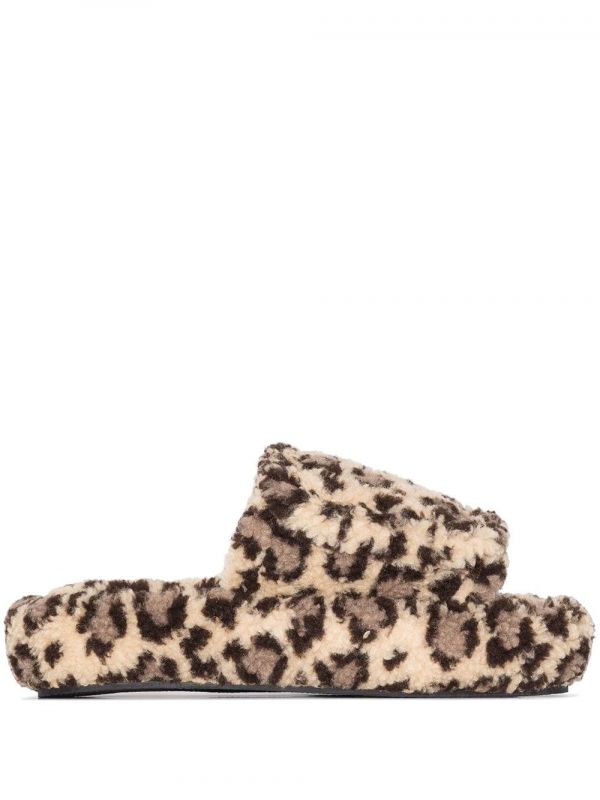  Natasha Zinko Leopard Print Slippers - Neutrals 