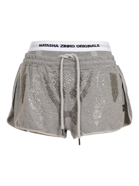 Natasha Zinko Rhinestone-embellished Drawstring Shorts - Grey 