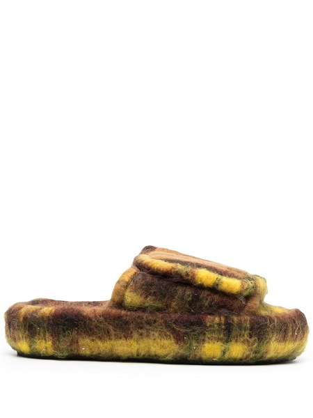  Natasha Zinko Touch-strap Checked Slides - Orange 