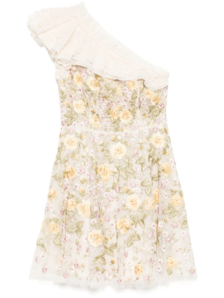  Needle & Thread Florine One-shoulder Mini Dress - Neutrals 