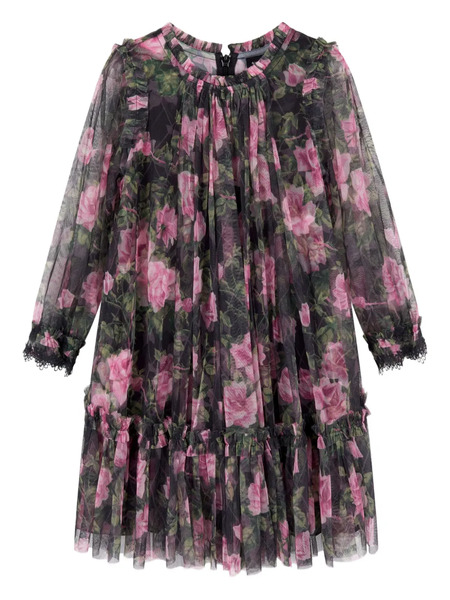  Needle & Thread Kids Floral Ruffled Dress - Black 