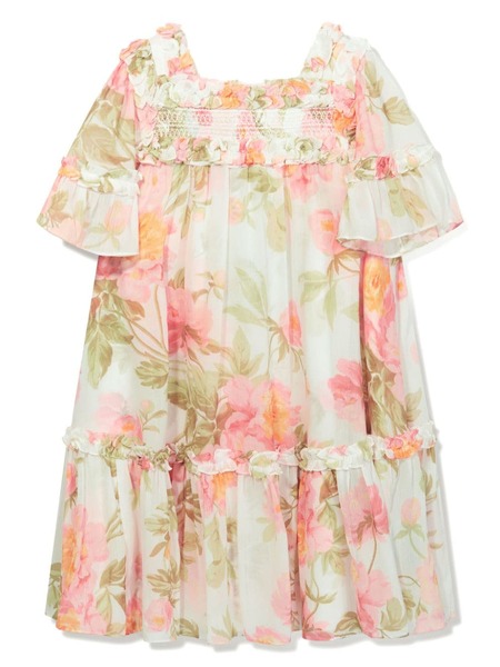  Needle & Thread Kids Primrose-print Chiffon Flared Dress - White 