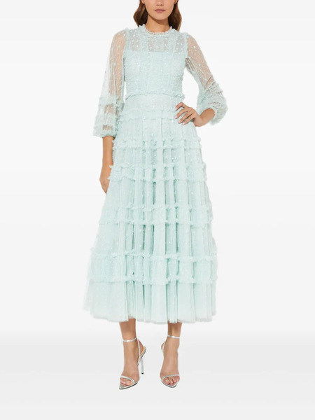  Needle & Thread Sequin Ruffled Violet Dress - Green 