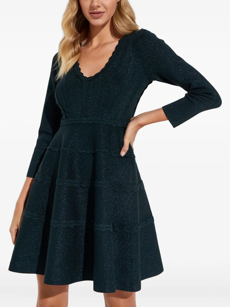 Needle & Thread V-neck Mini Dress - Green 
