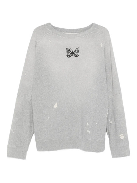 Needles Butterfly-patch Distressed Sweater - Grey 