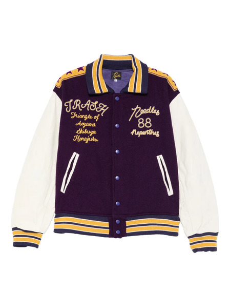  Needles Embroidered Letter Jacket - Purple 