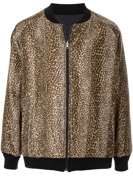  Needles Leopard-print Velour Bomber Jacket - Black 