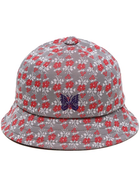  Needles Logo-embroidered Flower-print Bucket Hat - Grey 