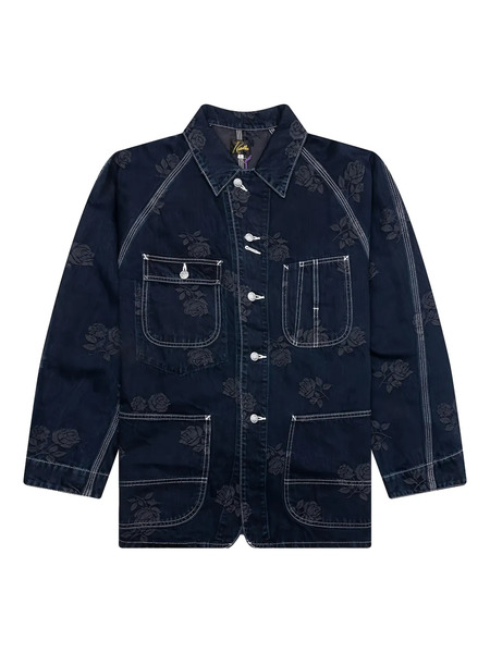  Needles Rose-embroidered Denim Jacket - Black 