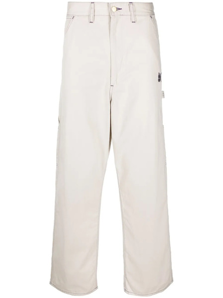  Needles X Smith's Butterfly-embroidered Wide-leg Trousers - Neutrals 
