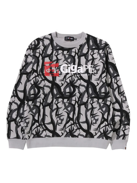  Neighborhood Abstract-pattern Print Crew-neck Sweatshirt - Grey 