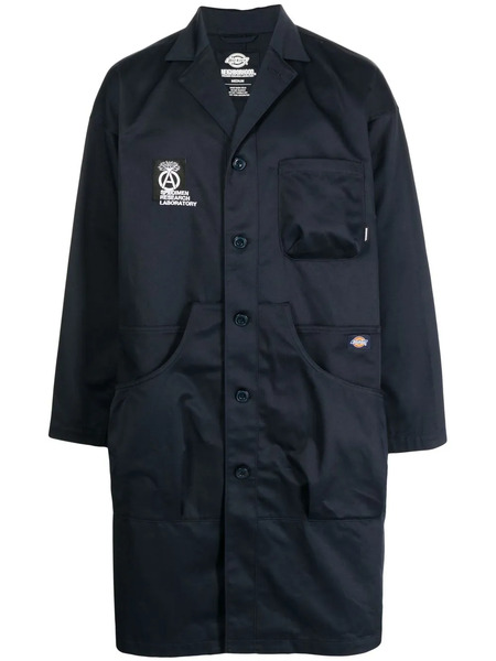  Neighborhood Logo-patch Single-breasted Coat - Blue 