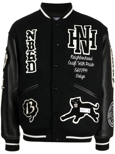  Neighborhood Logo-patch Varsity Jacket - Black 
