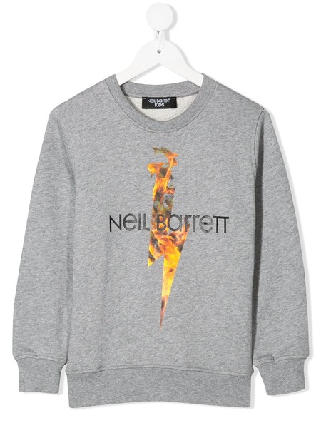  Neil Barrett Kids Flaming Bolt Sweatshirt - Grey 
