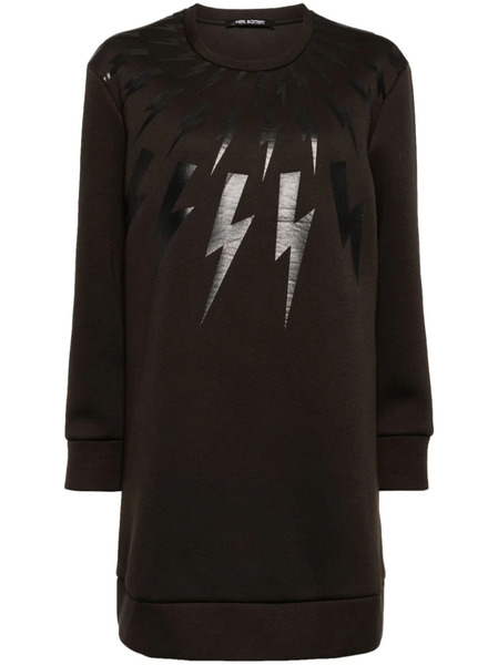  Neil Barrett Lightening Bold Printed Minidress - Brown 