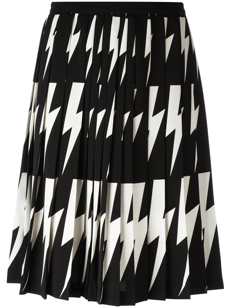  Neil Barrett Lightning Bolt Pleated Skirt - Black 
