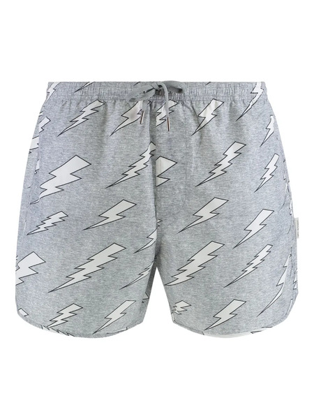  Neil Barrett Rain Bolts-print Swim Shorts - Grey 