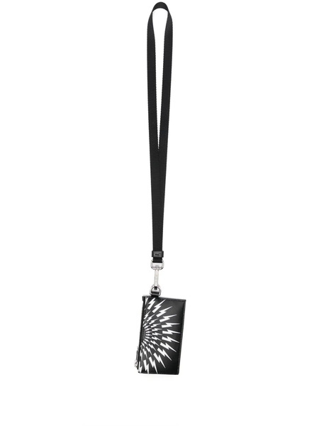  Neil Barrett Thunderbolt-print Leather Card Holder - Black 