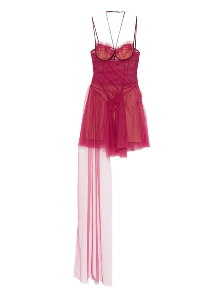  Nensi Dojaka Asymmetric Draped Mini Dress - Red 