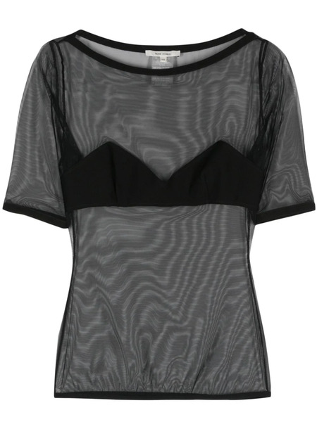  Nensi Dojaka Bra-effect-panel Mesh T-shirt - Black 