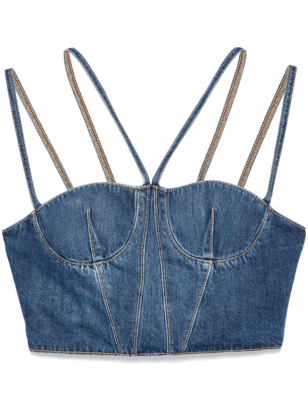  Nensi Dojaka Bustier Denim Top - Blue 