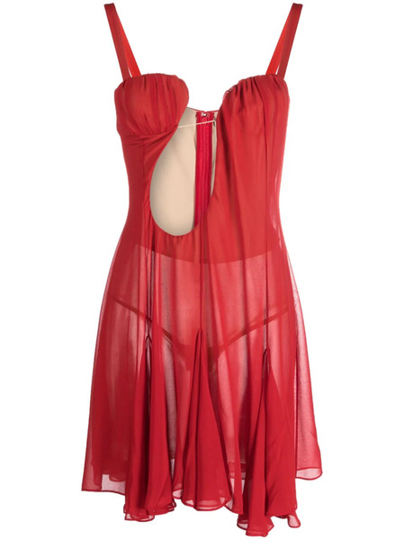  Nensi Dojaka Cut-out Tulle Minidress - Red 