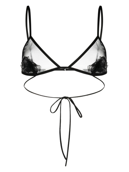  Nensi Dojaka Flower-appliqué Triangle Bra - Black 