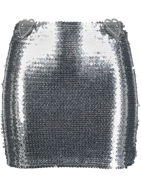  Nensi Dojaka Heart Cut-out Sequinned Miniskirt - Silver 