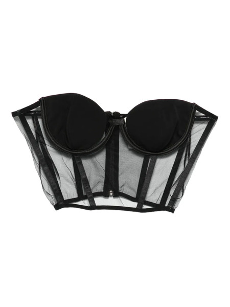  Nensi Dojaka Mesh-panel Corset Top - Black 