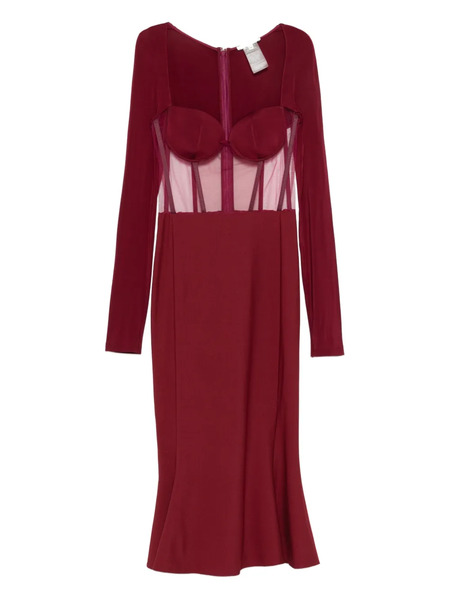  Nensi Dojaka Mesh-panel Midi Dress - Red 