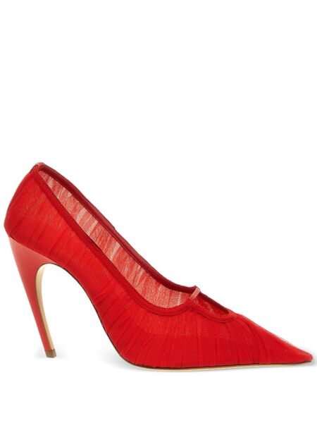  Nensi Dojaka 100mm Tulle Pumps - Red 