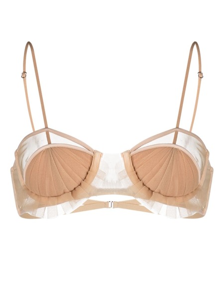  Nensi Dojaka Panelled Semi-sheer Bra - Neutrals 