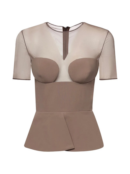  Nensi Dojaka Peplum Panelled Blouse - Brown 