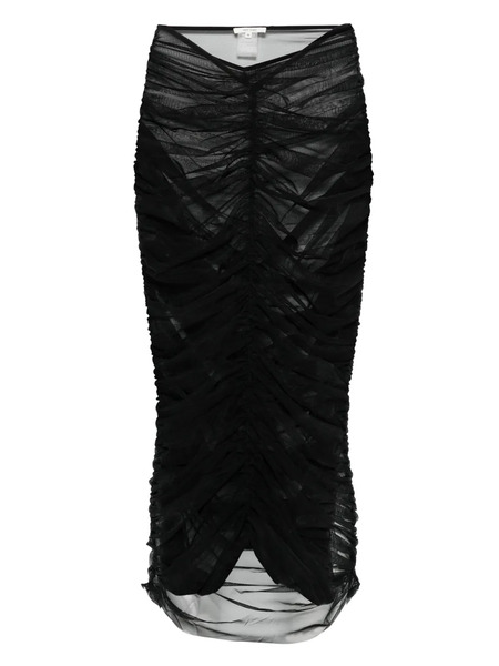  Nensi Dojaka Ruched Sheer Midi Skirt - Black 