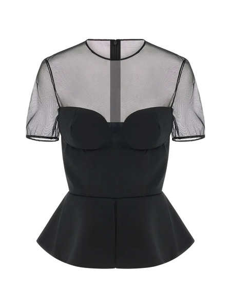  Nensi Dojaka Sheer-neckline Blouse - Black 