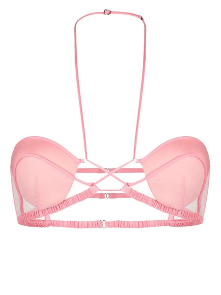  Nensi Dojaka Tulle-panel Halterneck Bra - Pink 
