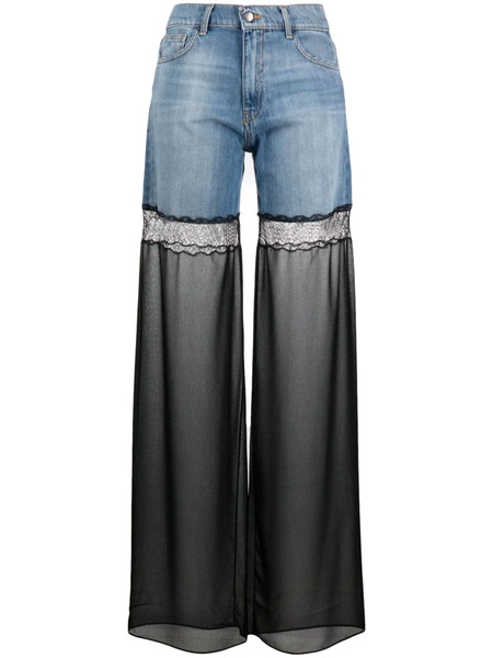  Nensi Dojaka Tulle-panel Straight-leg Jeans - Blue 