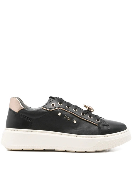  Nero Giardini Leather Lace-up Sneakers - Black 