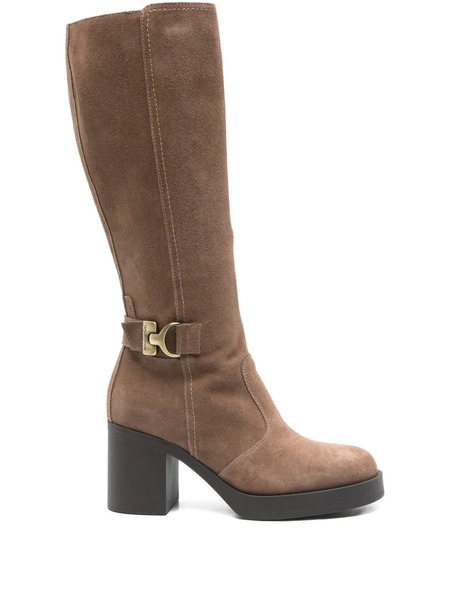  Nero Giardini 75mm Buckle-detail Calf-leather Boots - Neutrals 
